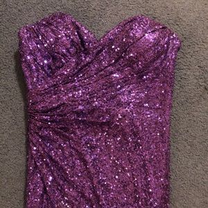 Long formal purple sequined dress